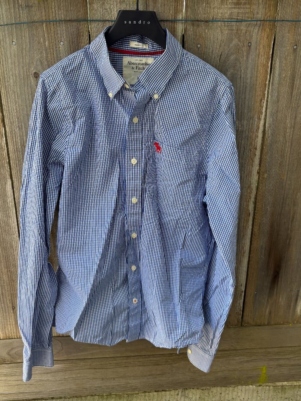 Abercrombie & Fitch Gingham Muscle Fit Shirt - Size Lrg